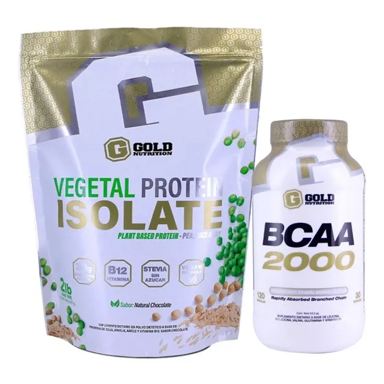 Vegetal Protein Vegana 2lb + Bcaa2000 Gold Nutrition. Outlet