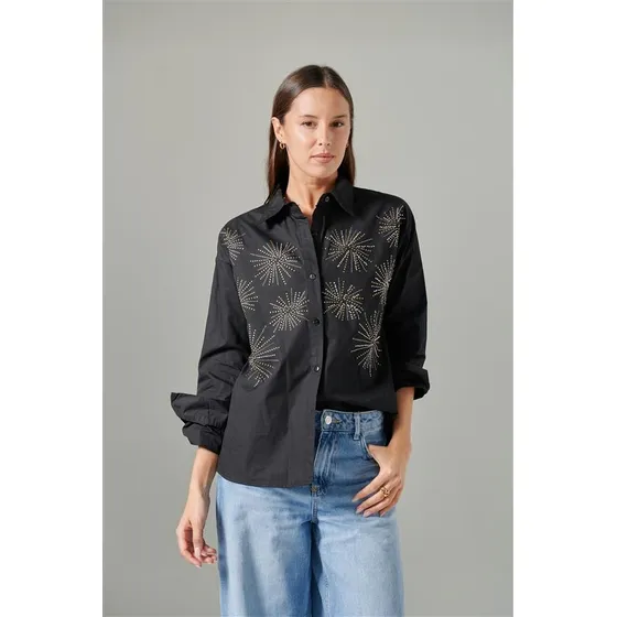 Camisa Nice Poplin Con Hotfix Black&white Guk70007 Arizona