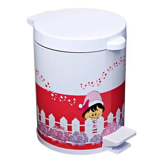 Lixeira Infantil Pedal 4,5l Recip Plástico Feminina Vermelha Cor Vermelho