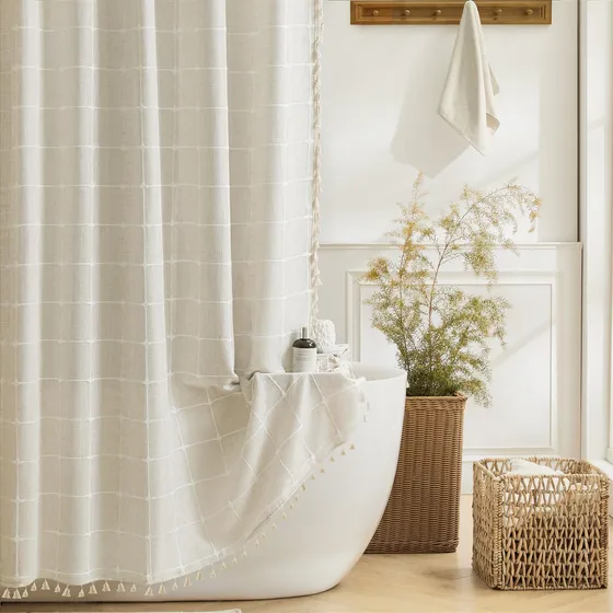Cortina Ducha Larga Estilo Bohemio Granja 84  Longitud Borla