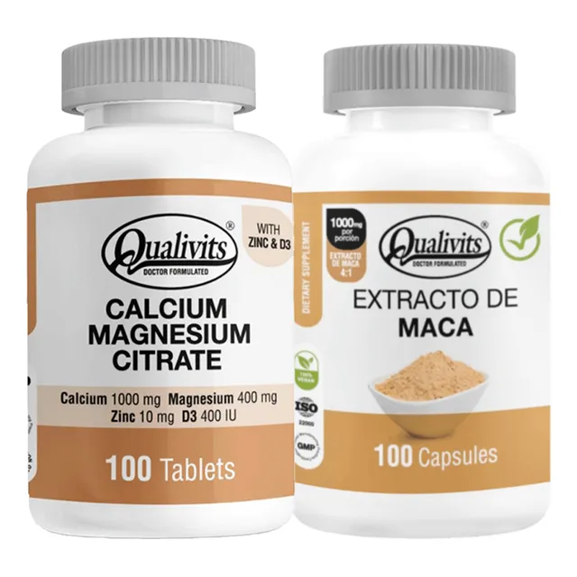 Extracto De Maca Calcio Magnesio Zinc Vitamina D3 Qualivits
