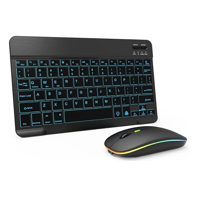 Teclado Bluetooth Retroiluminado En Español 10 + Ratón Mouse