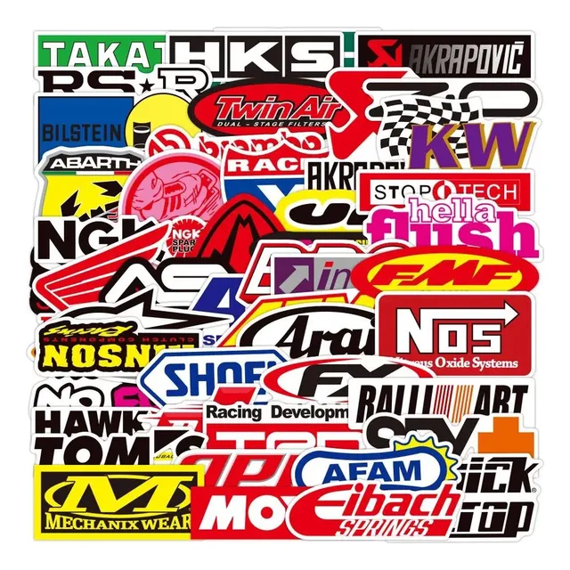  Set De 50 Stickers Motocross Ciclismo Casco Deporte