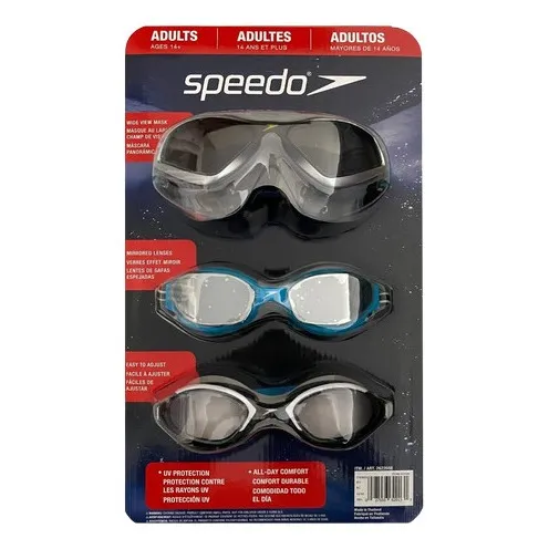 Lentes De Natación Speedo Uv Piscina Agua Abiertas Pack 3