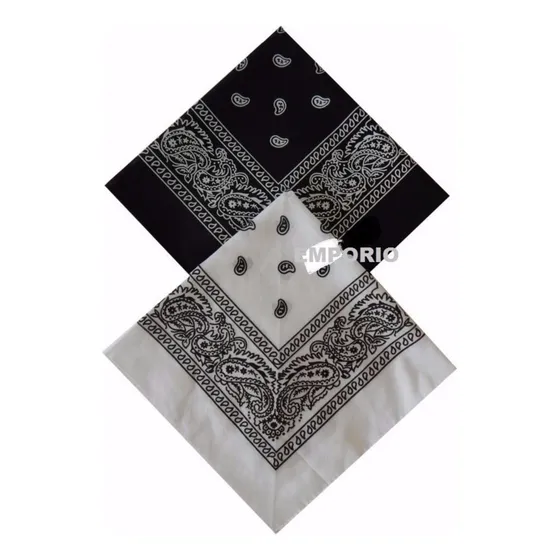 Kit 2 Bandanas Lenços 1 Preto + 1 Branco Rock Moto Gangster