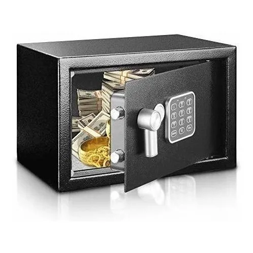 Caja Fuerte Digital Negra Con Llave Seguridad Calidad Tienda