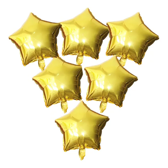 10 Globo Estrella Colores Metalicos Fiesta 45cm Decora Helio Color Dorado