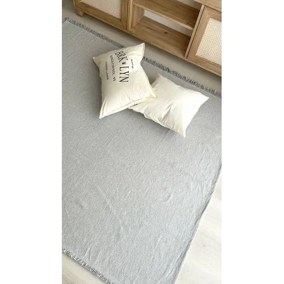Alfombra Liviana  Manta Juana Gris Algodon 100% 160x195cm