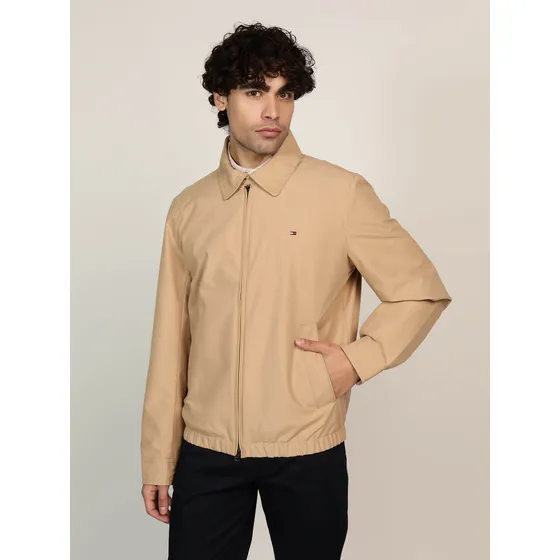 Chamarra Beige Cuello Inglés Logo Tommy Hilfiger Hombre