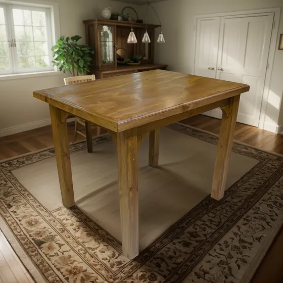 Mesa De Comedor Cocina En Madera Maciza Lustrada. Tienda Max