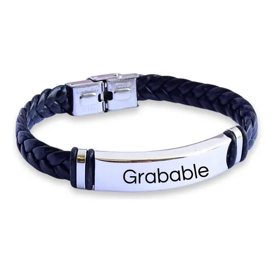 Pulsera En Cuero Y Acero Personalizable+presentacion Regalo