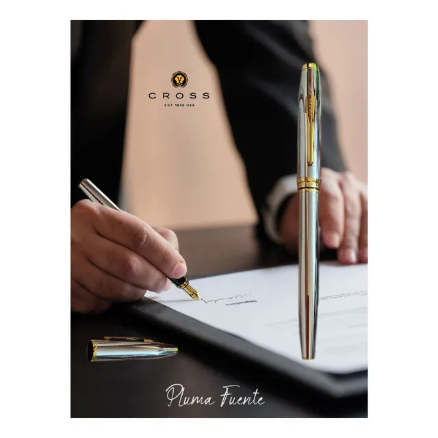 Pluma Fuente Cross Cromada C/ Cartucho