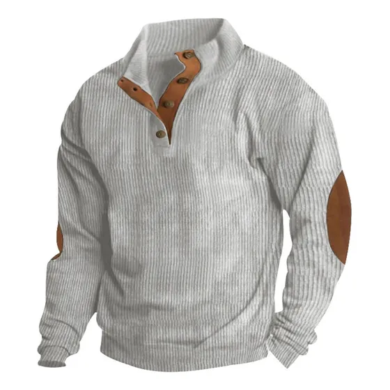 Sudadera De Pana Para Hombre, Cuello Alto, Informal, Manga