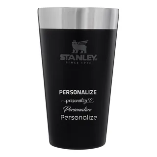 Copo Térmico Para Cerveja Stanley 473ml Personalizado Nome Cor Preto Laser Copo Térmico Para Cerveja Stanley 473ml Personalizado Nome Cor Preto Laser