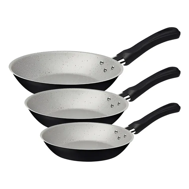 Juego De Sartenes Tramontina Linz 3 Piezas Teflon Antiadherente Color Gris Y Negro 20297/909