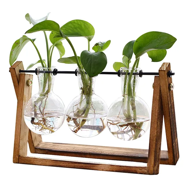 Maceta Para Plantas Con Soporte De Madera  3 Esferas