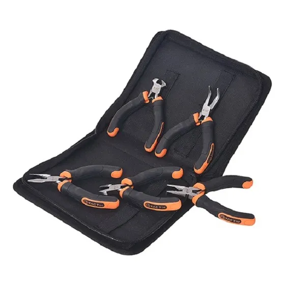 Juego De Mini Alicates Bi-material 5 Piezas Tactix En Maleta