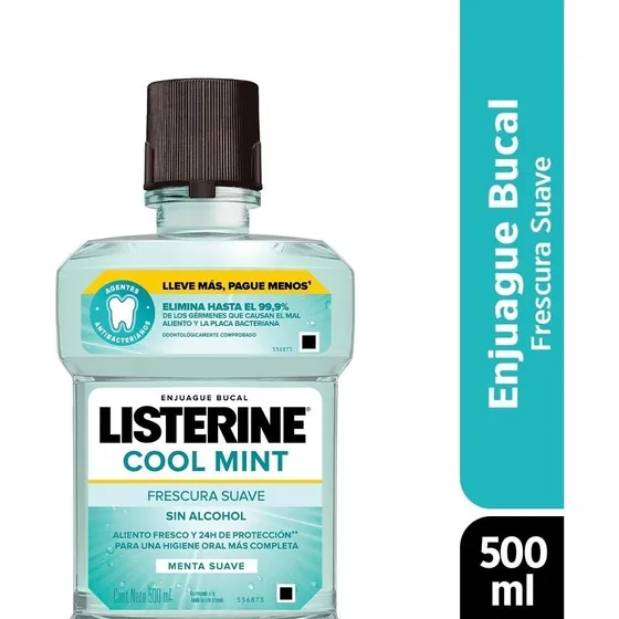 Enjuague Bucal Listerine Cool Mint Frescura Suave 500 Ml