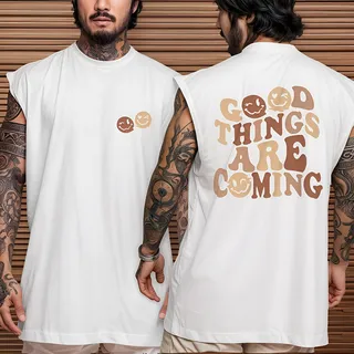Camiseta Regata Oversized Streetwear Good Things Are Coming Camiseta Regata Oversized Streetwear Good Things Are Coming