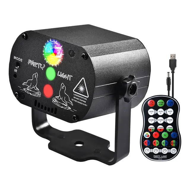 Proyector Luces Led Laser Audioritmo Dibujos Efectos Control