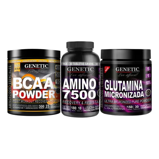 9 Aminos Esenciales Amino 7500 Bcaa Powder Glutamina Genetic