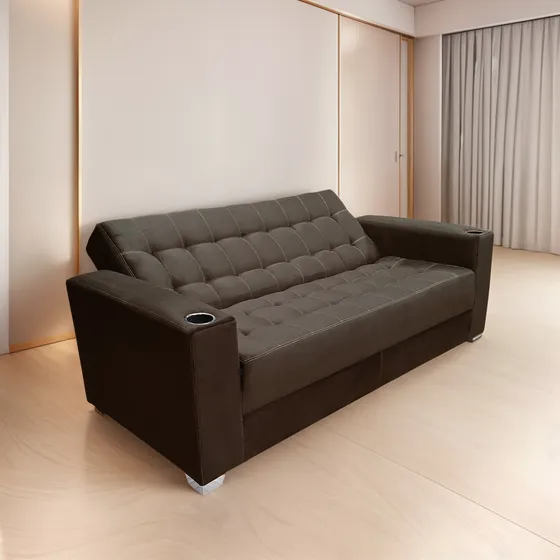 Sofa Tipo Cama Con Porta Vasos 3 Cuerpos