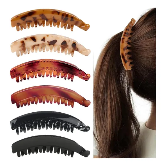 6 Pçs Presilha De Cabelo Grande Banana Para Cabelos Grossos