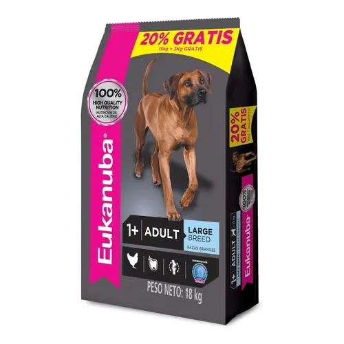 Alimento Eukanuba Lifestage Formulas Raza Grande para perro adulto de raza grande sabor mix de 18 kg