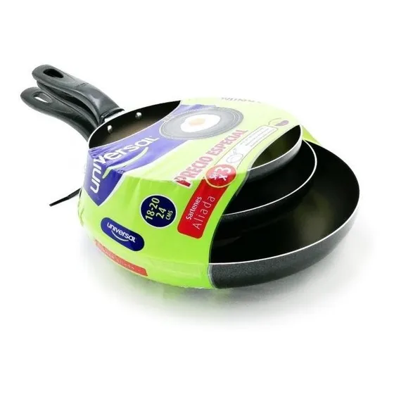 Juego De 3 Sartenes Paila Asador Universal Antiadherente