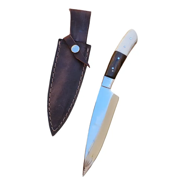 Cuchillo Artesanal. Cabo Combinado. Hoja De 16cm. Inox.cuero