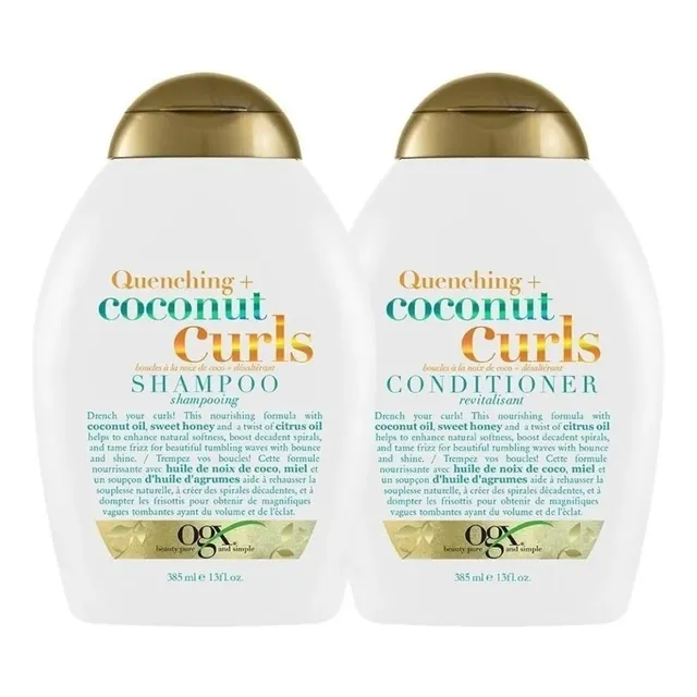 Shampoo Y Acondicionador Ogx Coco Cabello Rizo 385 Ml