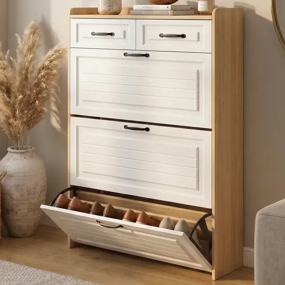Zapatero Organizdaor Vanguardia Europeo 24 Pares 120x80x24cm Color Marrón/Blanco