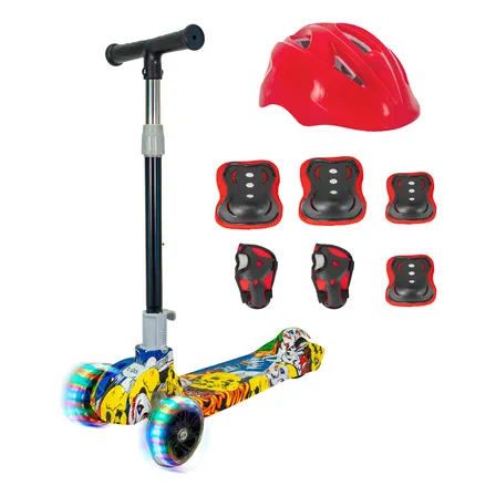 Monopatín Con Luces T-go 3 Ruedas + Casco Shopenvios