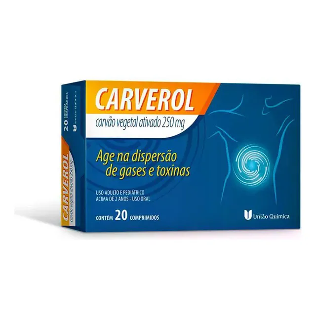 Carverol Carvão Vegetal Ativado 250mg 20 Comprimidos