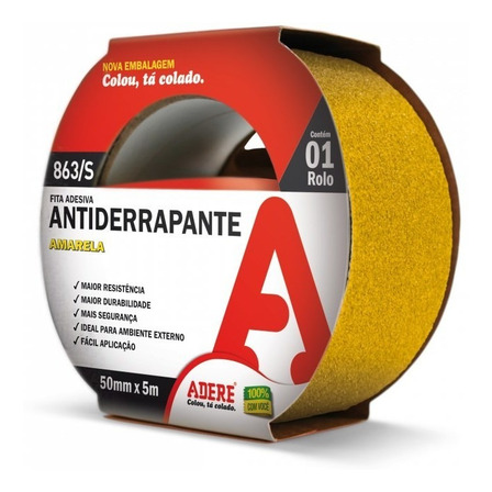 Fita Antiderrapante Escada Piso Adere 50mm X 5m Cor Amarela Fita Antiderrapante Escada Piso Adere 50mm X 5m Cor Amarela