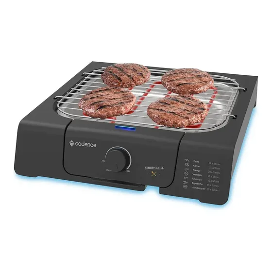 Churrasqueira Elétrica Short Grill Cadence Grl805 Cor Inox E Preto