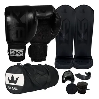 Kit Muay Thai Luva + Caneleira + Bucal + Bandagem+bolsa+kase Kit Muay Thai Luva + Caneleira + Bucal + Bandagem+bolsa+kase