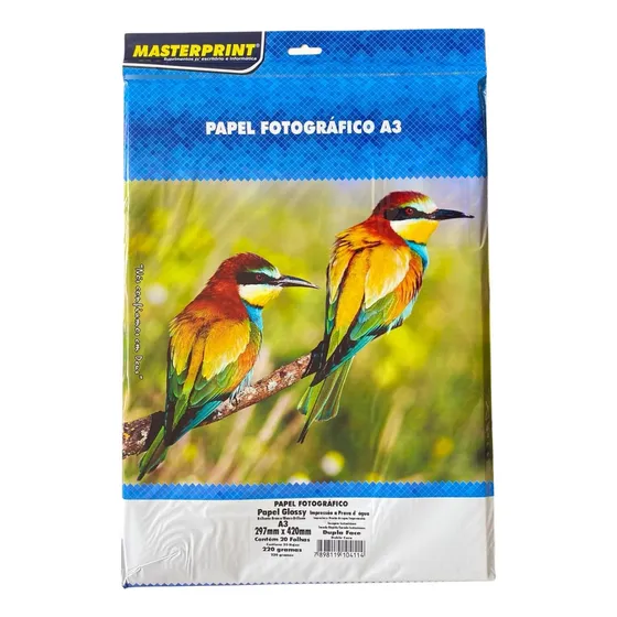 Papel Fotográfico Glossy A3 Dupla Face 220g 297x420cm