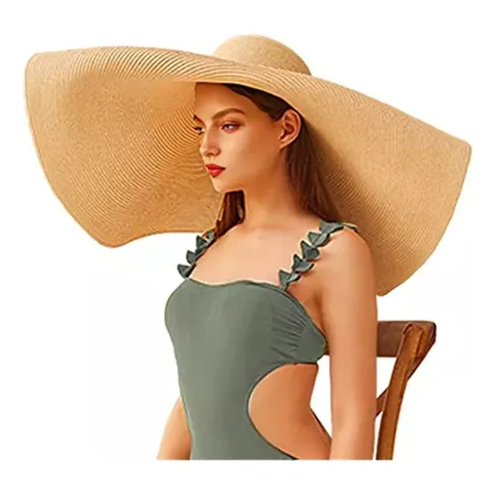 Sombrero De Paja Playero De Ala Ancha, Elegante Y Flexible