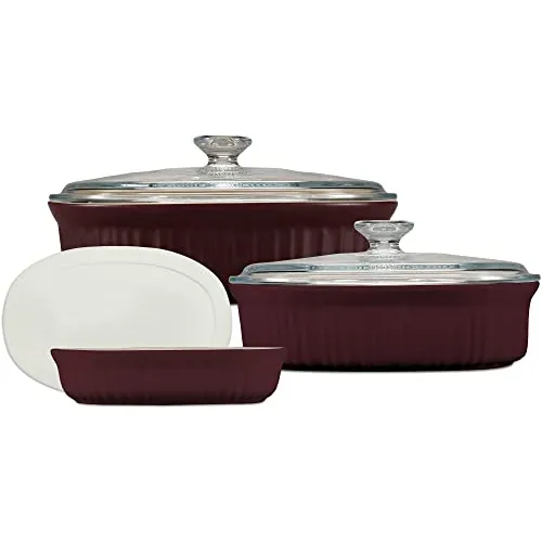 Corningware Ceramic Bakeware Set Con Tapas, Chip Y Rmsrd