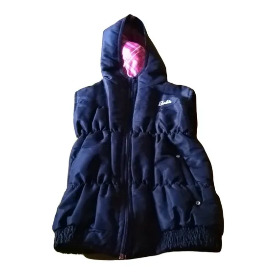Chaleco Barbie De Niña Abrigado Con Capucha Inflado Talle 8 