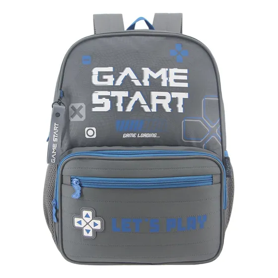 Mochila Gamer Escolar Niño Urbano Reforzada 16 Pulgadas Color Gris Diseño De La Tela Liso