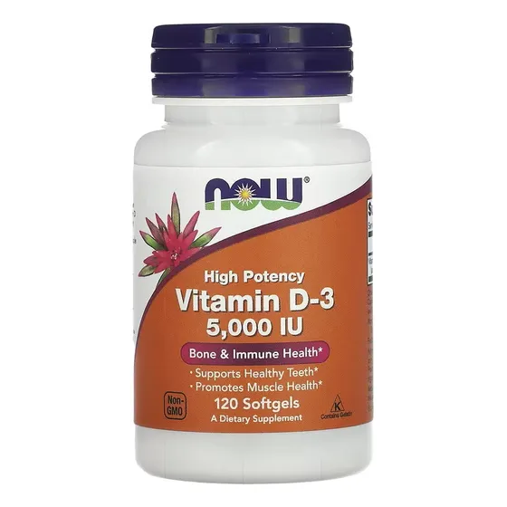 Now Bone & Immune Health Vitamina D3 5000 Ui X 120 Unid.