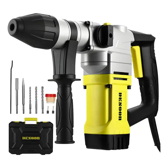 Martelete Rompedor Perfurador Elétrico 1600w Martelo Rotativo Furadeira Impacto 5j Sds Plus Com Controle De Vibração E Acessorios Desoon Verde-claro 60 Hz
