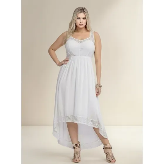 Vestido Todo De Encaje Con Falda Asimétrica Boda Civil