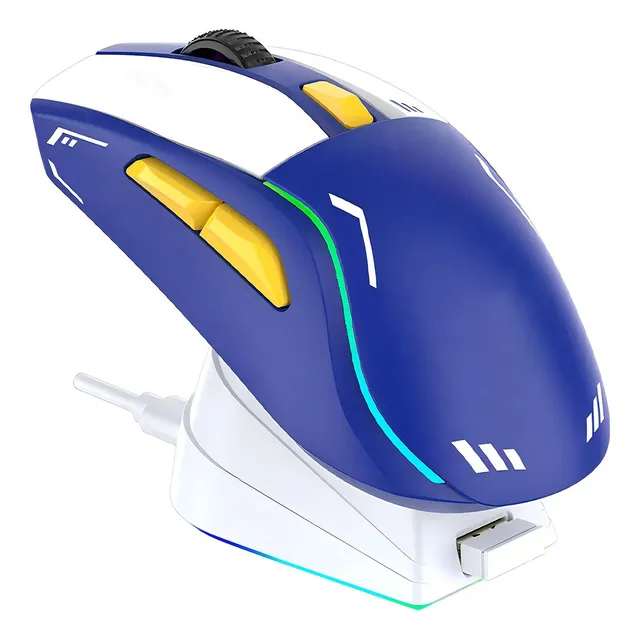 Mouse Gamer Inalámbrico Bluetooth  Con Carga Rgb Base