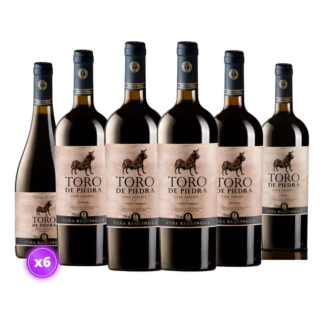 6x Vino Toro De Piedra Gran Reserva - Mix Tintos - 750ml