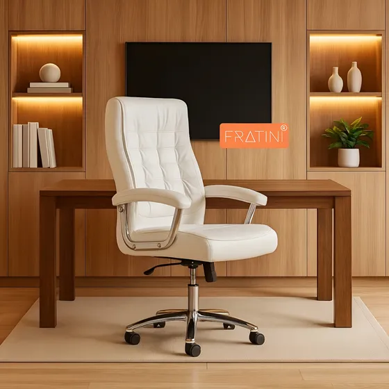 Cadeira Presidente Fratini Ergonomica com Molas Ensacadas Branca Suporta 150kg, Sistema Relax Com Trava