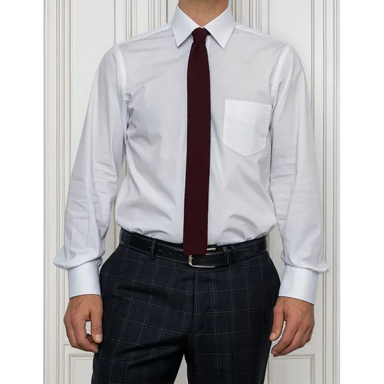 Camisa Vandine Regular Lisa Blanca Cuello Romo Etiq. Negra