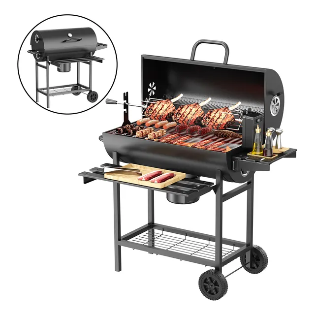 Asador De Carbón Barbacoa Grande Con Parrilla Eléctrica